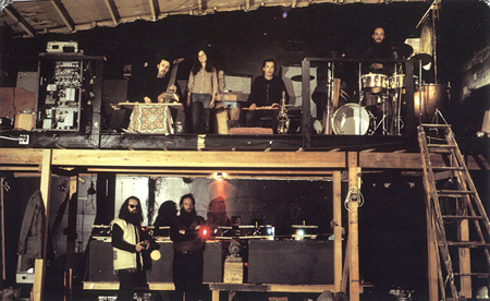 Light Sound Dimension (Bill Ham at lower left) getting ready for a show at the California Street studio, circa 1968.
