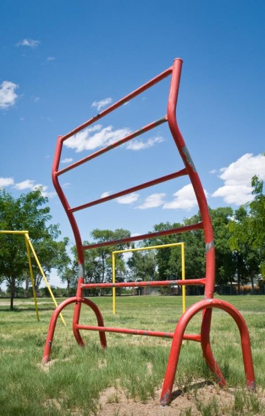 A 1970s-era climbing-bar apparatus, photographed in Rocky Ford, Colorado, in 2006. (Photo by Brenda Biondo)