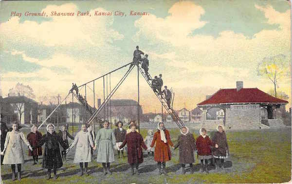 This old postcard of Shawnee Park in Kansas City, Kansas, circa 1912, shows how tall slides could get.