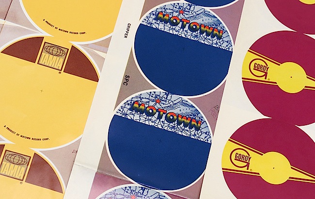 Blank labels for Tamla, Motown, and Gordy 45s.