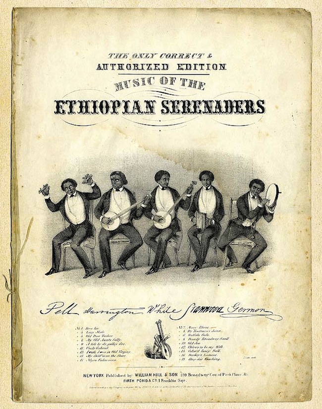Sheet music for the Ethiopian Serenaders from 1847. Via Old Hat Records.