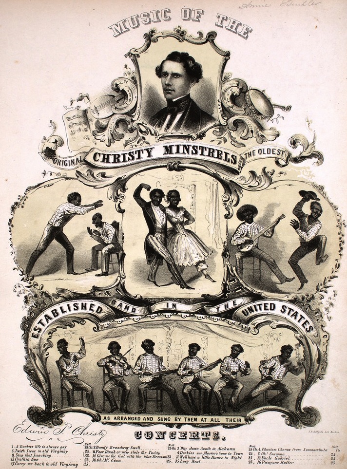 Sheet music from 1848 for the Christy Minstrels, including "Oh! Susanna" by Stephen Foster. Courtesy of the Lester S. Levy Collection of Sheet Music, The Sheridan Libraries, The Johns Hopkins University.