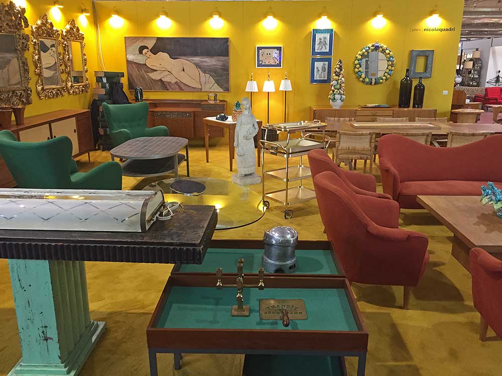 Mid Century Modern furniture on view at Nicola Quadri's booth.