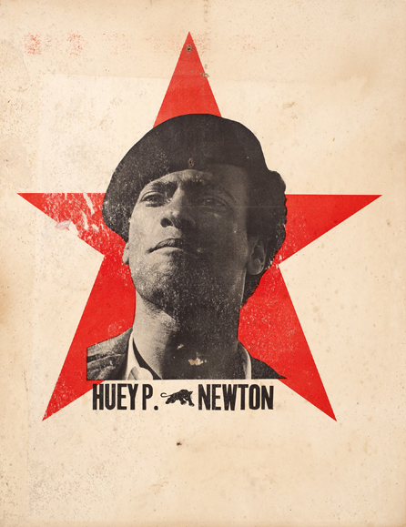This image, circa 1969, became an icon of the "Free Huey" movement, which demanded that Black Panther leader Huey P. Newton be released from prison, where he was being held in connection to the shooting death of Oakland police officer John Frey. (Courtesy of the Oakland Museum of California, All of Us or None Archive)