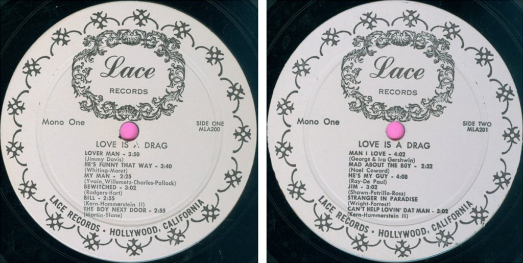 Love is a Drag, sides one and two. Image courtesy J.D. Doyle. (click to enlarge)
