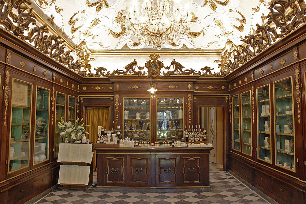 The original public sales room features historic displays of antique products.