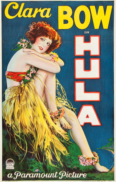 Roaring Twenties "It Girl" Clara Bow portrayed a very pale Hawaiian hula dancer in the 1927 silent film "Hula."