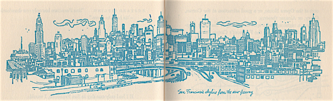 San Francisco's modest 1957 skyline, as seen from the Bayshore Freeway.
