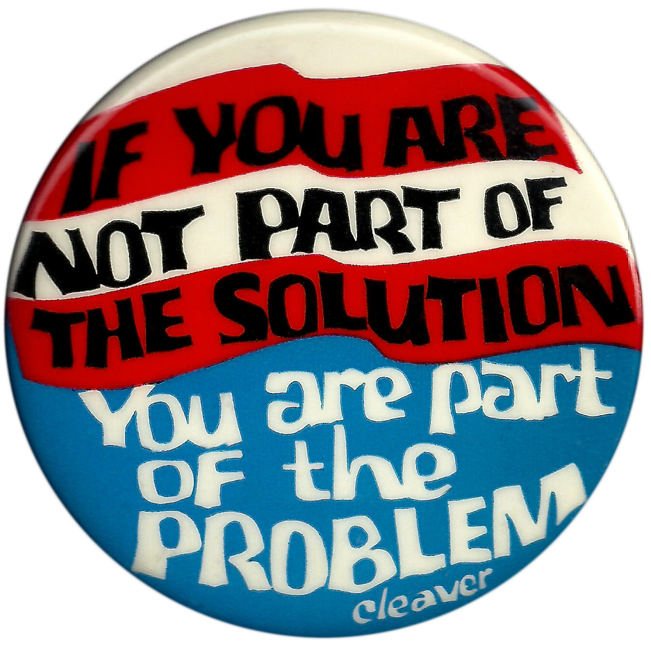 Aisthorpe was told to remove this button, featuring a quote from Eldridge Cleaver, at his polling station.