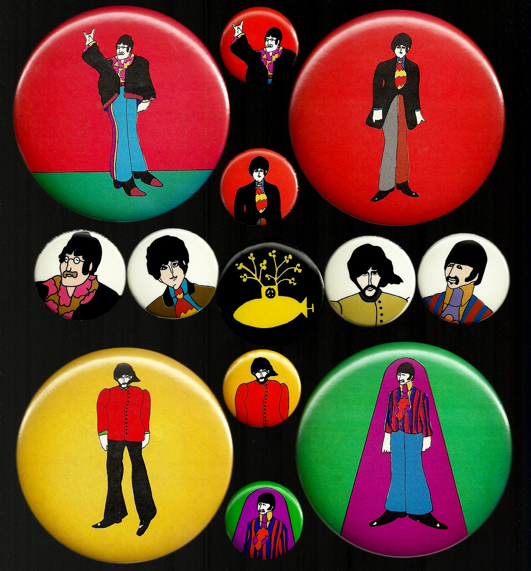 Aisthorpe's complete set of the Beatles' Yellow Submarine buttons from 1968.