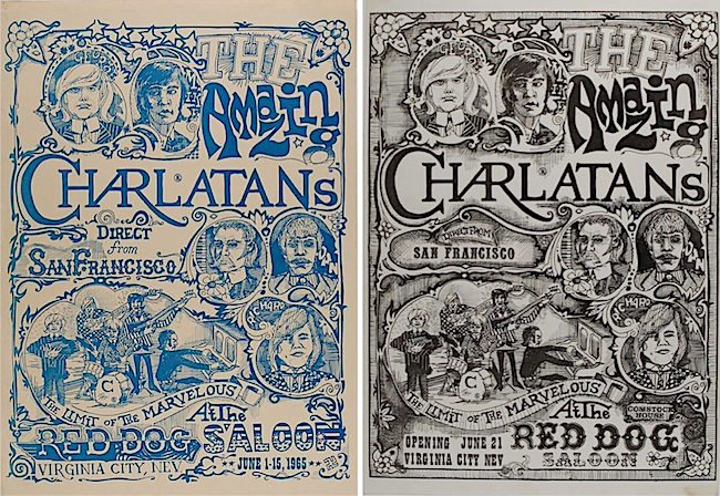 The two versions of the poster created by Mike Ferguson and George Hunter for the Charlatans 1965 shows at the Red Dog are both known as "The Seed" because the poster started the psychedelic-poster scene that would flower the following year.