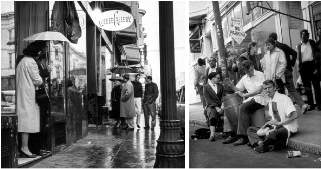 Charlatans co-founder Richard Olsen was lured to San Francisco in 1961 by the beatnik jazz scene in North Beach, seen here in 1959 (left) and 1961 (right). Photos by Jerry Stoll.